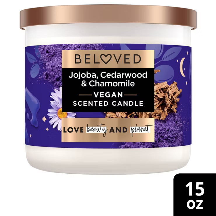 Beloved Love & Rest Jojoba, Cedarwood & Chamomile 3-Wick Vegan Candle - 15oz | Target