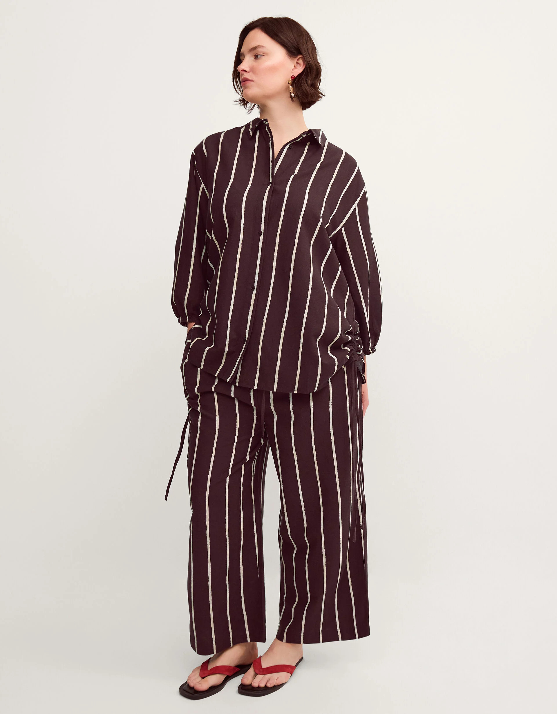 Callie Thorpe x Monsoon Stripe Linen Blend Shirt Brown | Monsoon (UK)