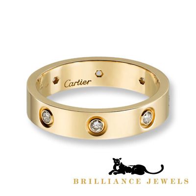 Cartier Yellow Gold Love Wedding Band Ring Thin, 8 Diamonds Size 53 (X-177) | eBay US