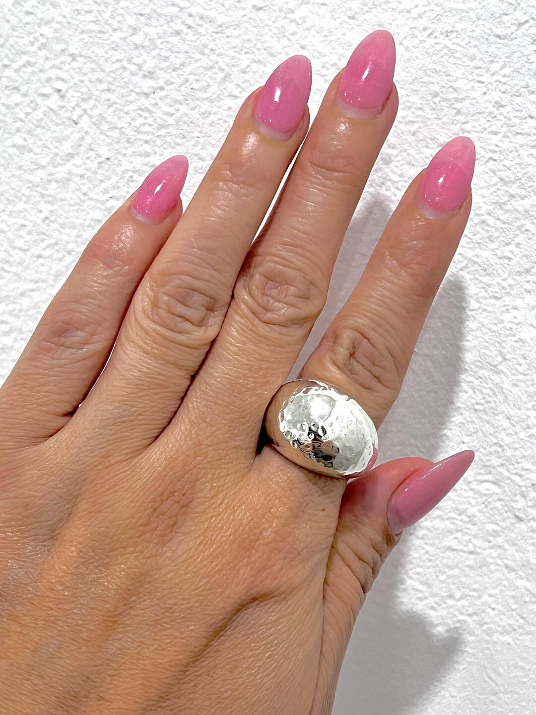 Bold Hammered Dome Ring - 925 Sterling Silver Statement Piece | Rhodium Plated for Lasting Shine ... | Etsy (US)