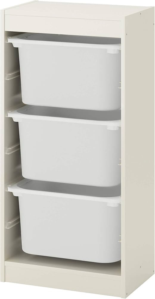 Ikea TROFAST storage combination with boxes, 46x30x94 cm, white/white | Amazon (US)