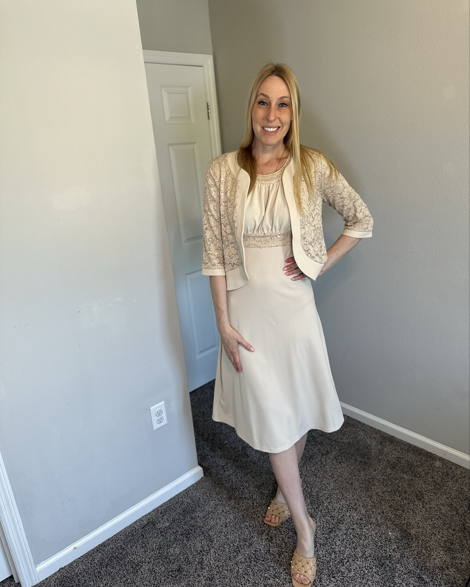 Mother of the bride/groom dress
🤍 a beautiful option that covers all the right areas 
🤍 the bolero jacket that comes with it is lightweight and sparkly 
🤍 fits true to size, wearing size small and I am 5’10”
🤍 Amazon fashion under $100 find

#LTKWedding #LTKTall