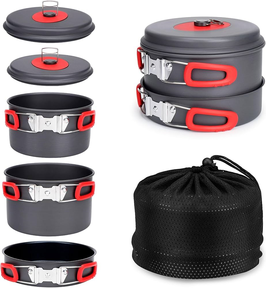 Alocs Camping Cookware Set Camping Gear, Compact Camping Pots and Pans Set, Durable Hard Alumina ... | Amazon (US)