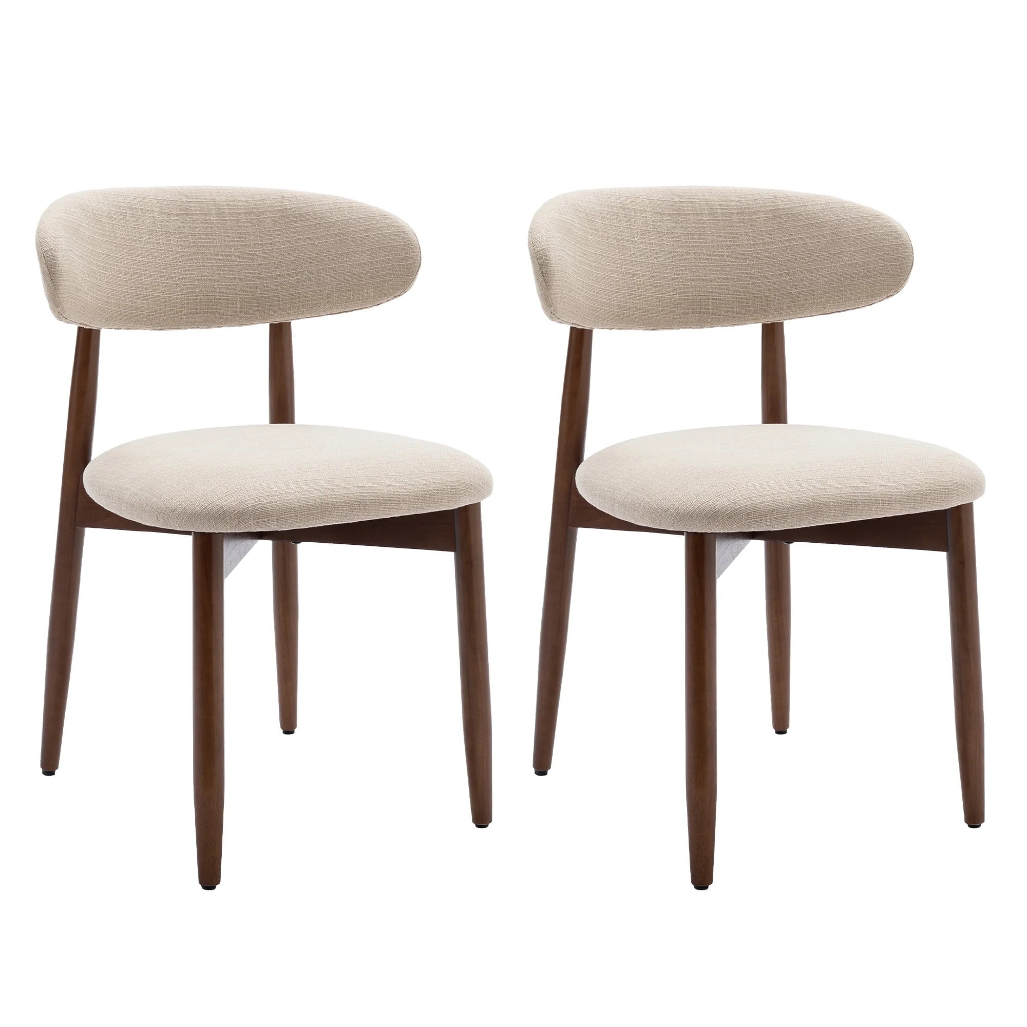 Upholstered Dining Chairs (Set of 2) — Modern Wooden Side Chairs with Foot Pegs for Kitchen & D... | Walmart (US)