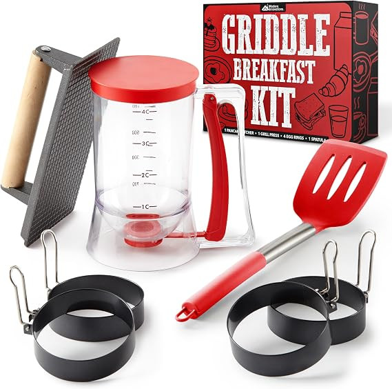 Modern Innovations Griddle Breakfast Kit Accessories - Pancake Batter Dispenser for Griddle, Cast... | Amazon (US)