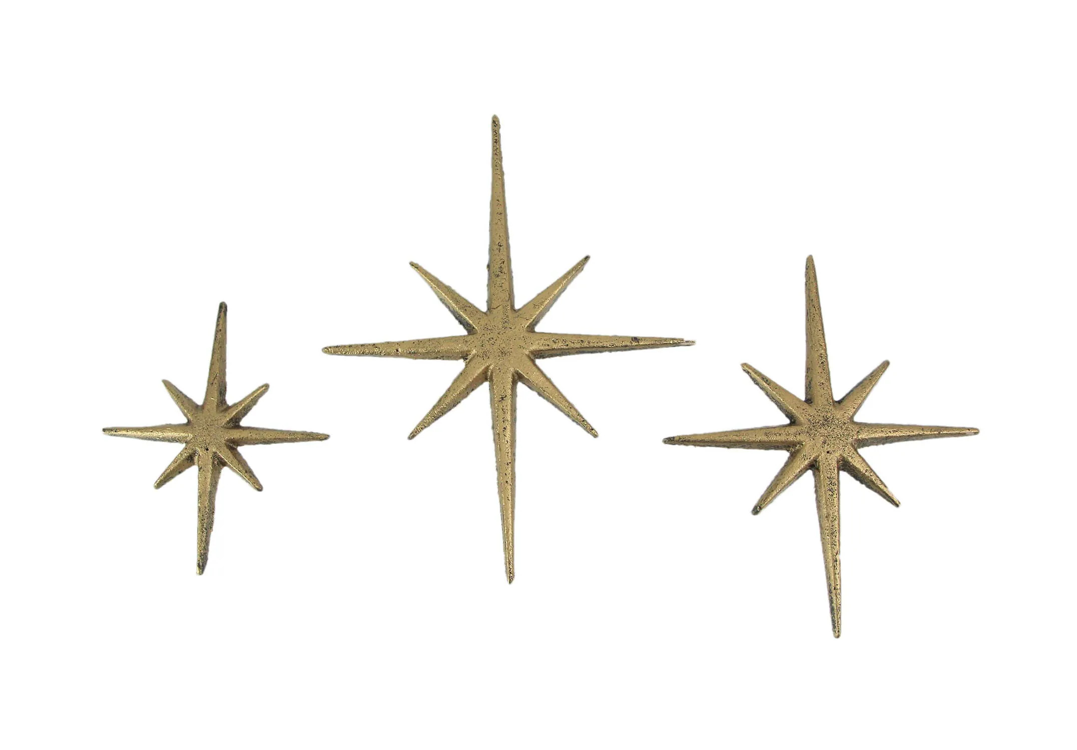 Zeckos Set of 3 Gold Cast Iron 8 Pointed Starburst Wall Hangings Mid Century Stars | Lowe's