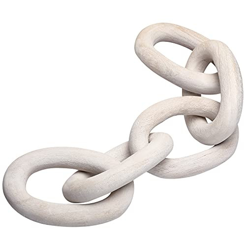 Decorative Wood Link Chain Wooden Chain Decor 5 Link Decoration for Family Party Home Office Decoration Supplies(White) | Amazon (US)