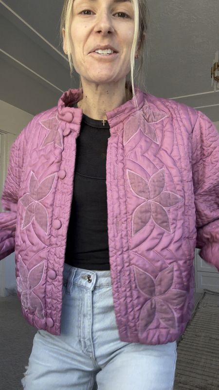 this quilted jacket from free people is GORGEOUS - comes in so many pretty colors and prints, a little boxy so size down if you don’t have long arms like me 🤣 pink is small and white is XS

#LTKfindsunder100 #LTKSeasonal #LTKstyletip