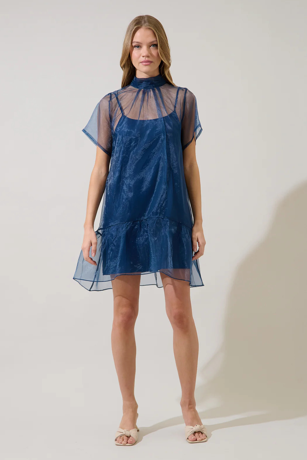 Berny Organza Mock Neck Mini Dress | Sugarlips