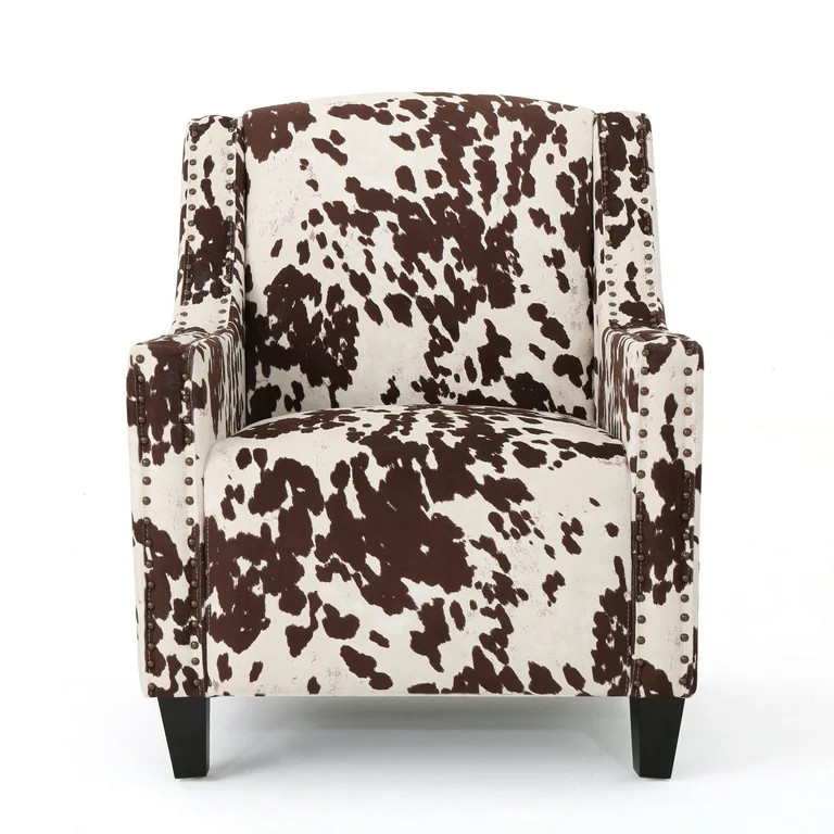 Equestria Studded New Velvet Club Chair, Milk Cow Print | Walmart (US)