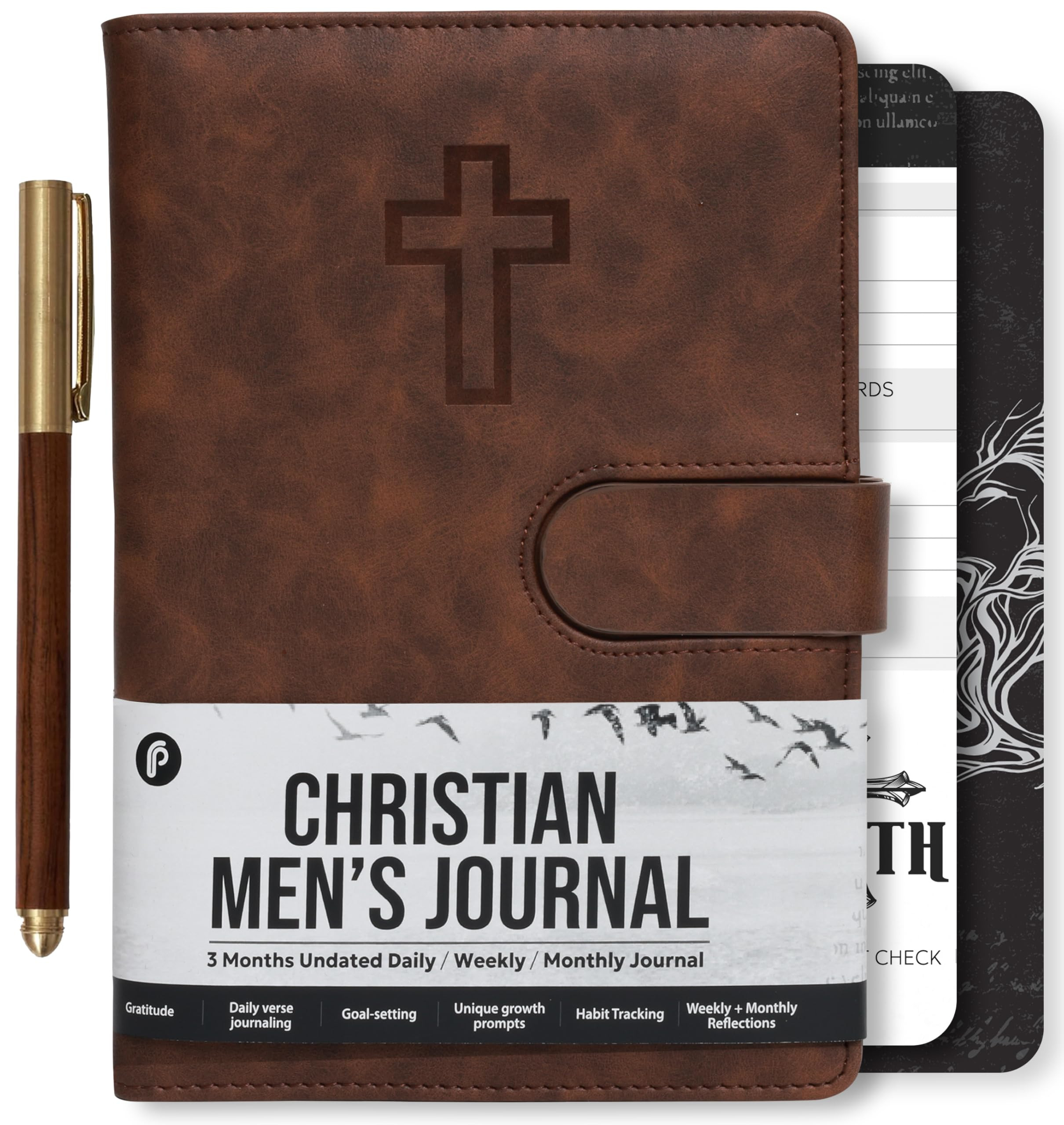 Prazoli Leather Christian Bible Prayer Journal For Men - Study Scripture Notebook & Planner Daily... | Amazon (US)