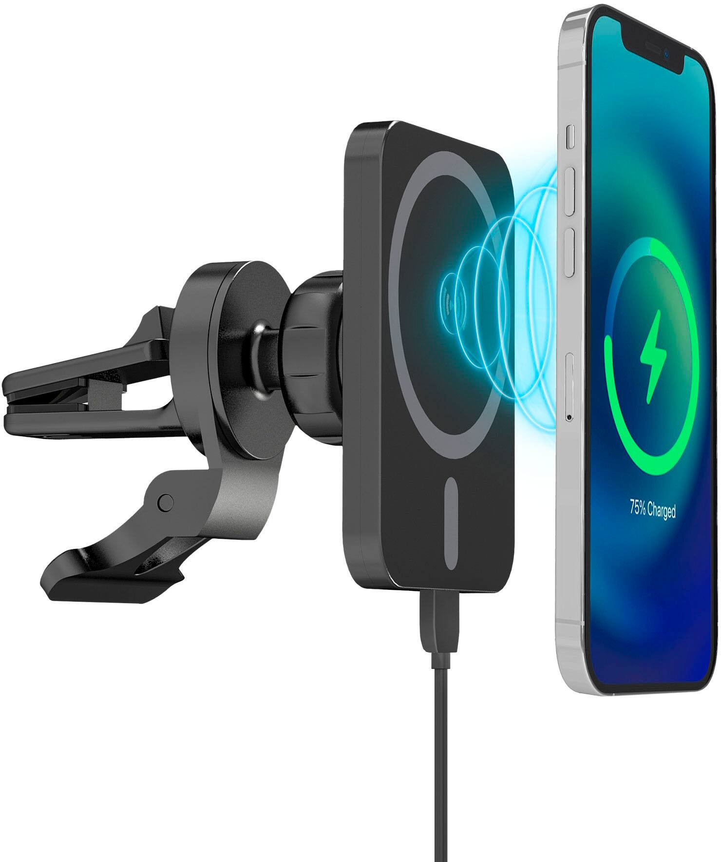 Just Wireless - 15W Magnetic Wireless Charger Car Vent Mount for MagSafe Devices - Black | Best Buy U.S.