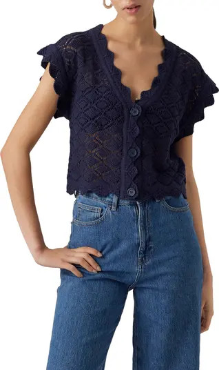 Celia Pointelle Crop Cardigan | Nordstrom