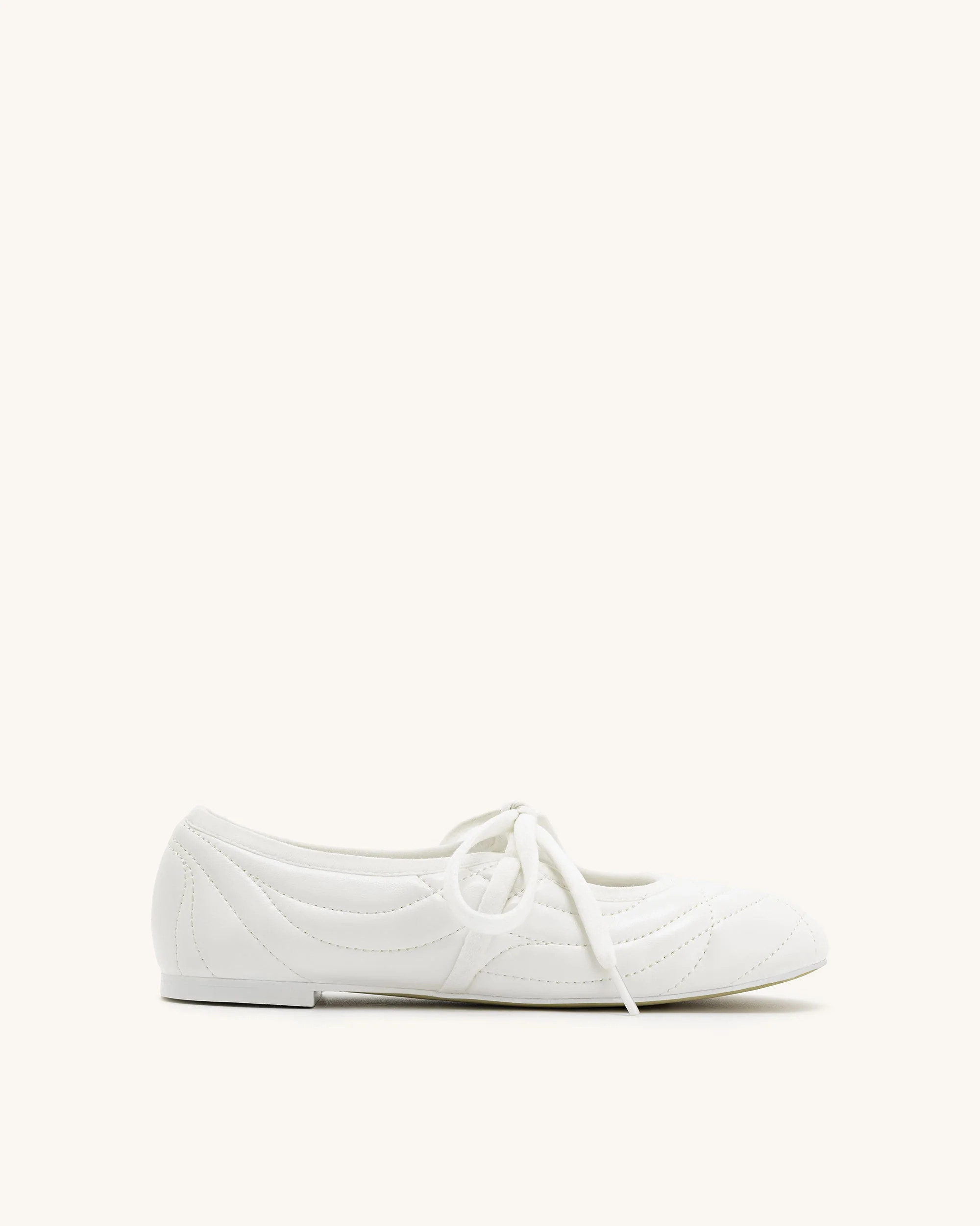 Erika Topstitching lace-up ballet Flats- White | JW PEI US