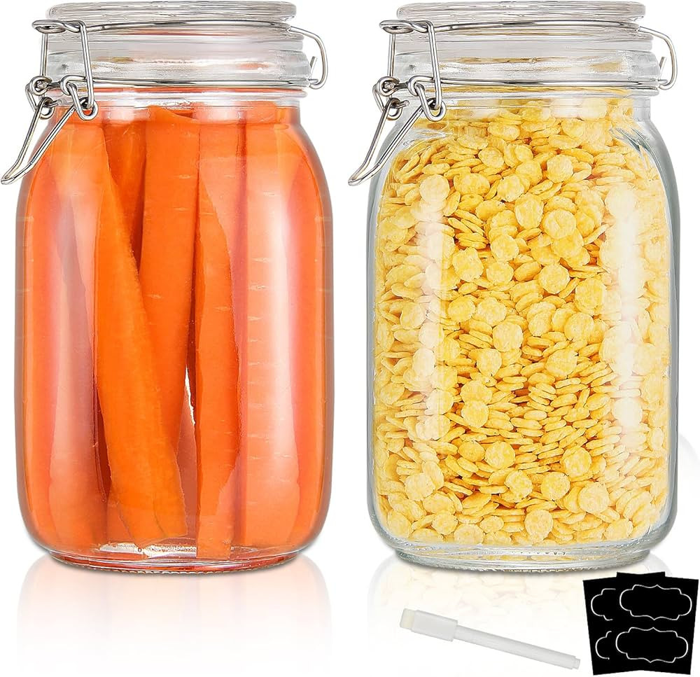 YEBODA 48oz Food Storage Canister Glass Jars with Clamp Airtight Lids and Silicone Gaskets for Mu... | Amazon (US)