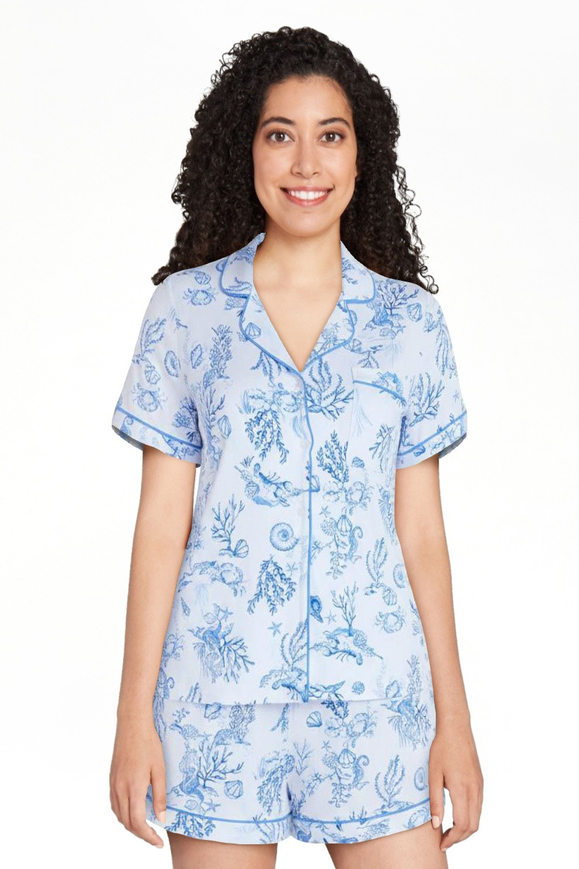 Joyspun Women’s Mother-Daughter Notch Collar Top and Shorty Shorts Family Matching Pajama Set, ... | Walmart (US)