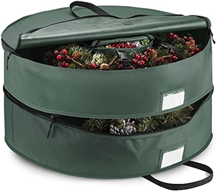 Double Premium Christmas Wreath Storage Bag 30”, With Compartment Organizers For Christmas Garl... | Amazon (US)