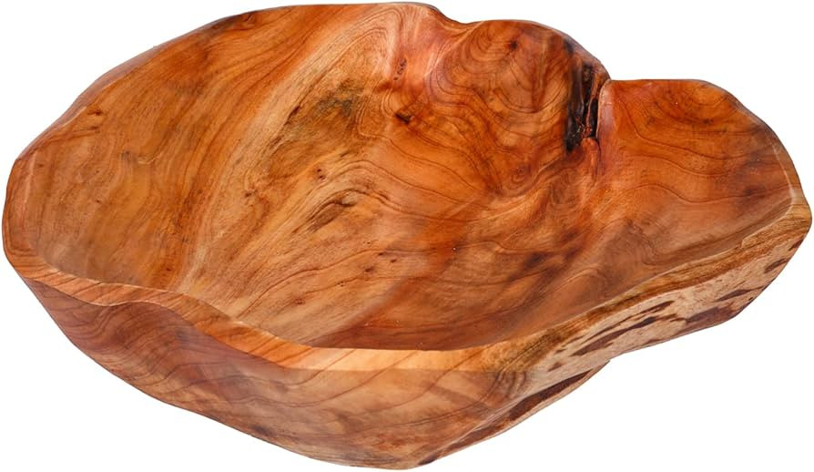 Wooden Bowl for Decor, Natural Shape Solid Wood Carved Fruit Bowl, Decorative Wooden Bowl for Tab... | Amazon (US)