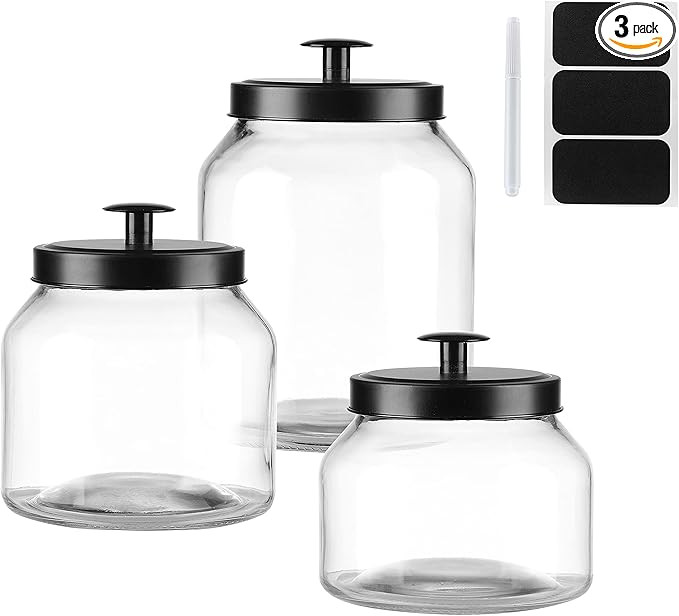 Hyperspace Clear Glass Kitchen Canister Set, Cookie Jar, Food Storage Container, Bathroom Jar wit... | Amazon (US)