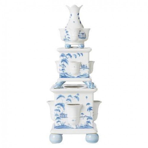Juliska Country Estate Delft Blue Tulipiere Tower Set/3 Garden Follies 7"W, 19.5"H | Gracious Style