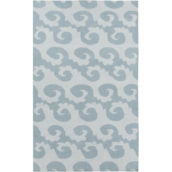 Byington Floral Handwoven Wool Sky Blue/Aqua Area Rug | Wayfair Professional