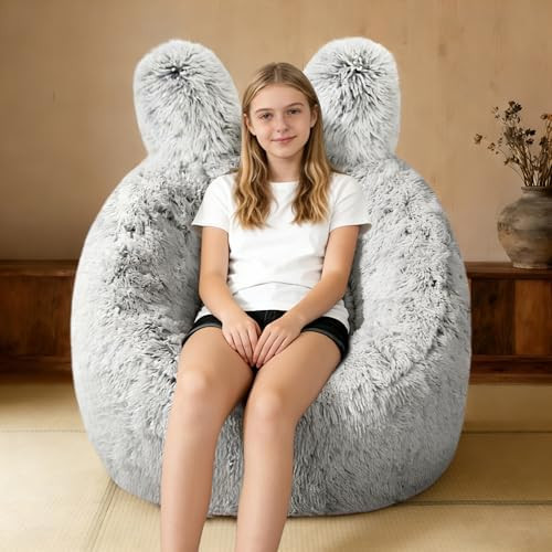 Fluffy Bean Bag Chair for Kids, with Plush Faux Fur Cover, 2.5FT Memory Foam Bean Bag Chairs for ... | Amazon (US)