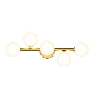 Artika Bloom 27 in. 5-Light Gold LED Modern Bath Vanity Light Bar for Bathroom with Frosted Glass Sh | The Home Depot