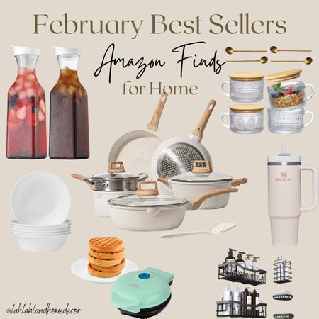 February best sellers for the home! amazon home finds | pot & pan set | kitchen must haves | Stanley cup mug | waffle maker 

#LTKsalealert #LTKfindsunder50 #LTKhome