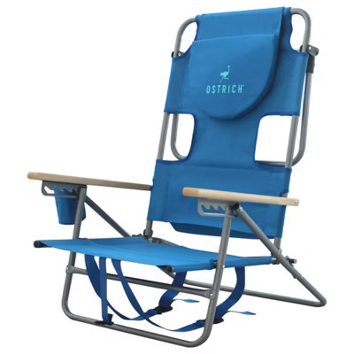 Ostrich Midsize Face Down Backpack Beach Chair with Face Hole Cup Holder, and Backpack Straps, Outdoor Furniture for Pool or Camping, Blue | Target