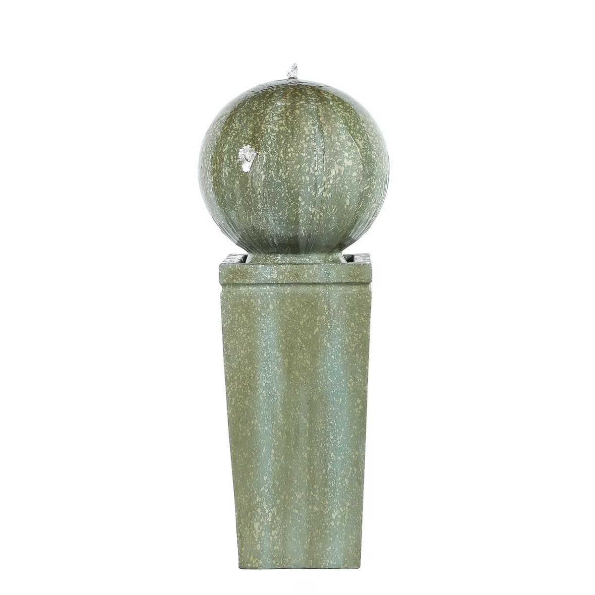 LuxenHome Patina Cement Sphere Pedestal Bubbler Outdoor Fountain Gray | Target