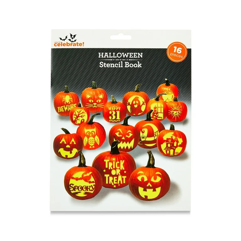 Halloween Pumpkin Carving Stencil Book, 8.5 in x 11 in, by Way To Celebrate | Walmart (US)