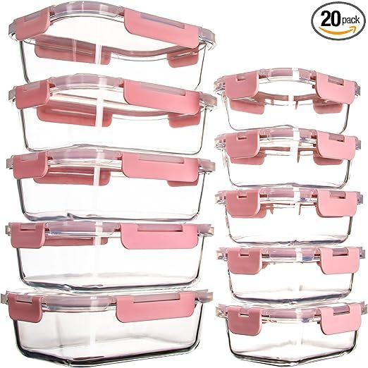 UMEIED 10 Pack Glass Food Storage Containers with Lids Leakproof, Airtight Glass Meal Prep Contai... | Amazon (US)