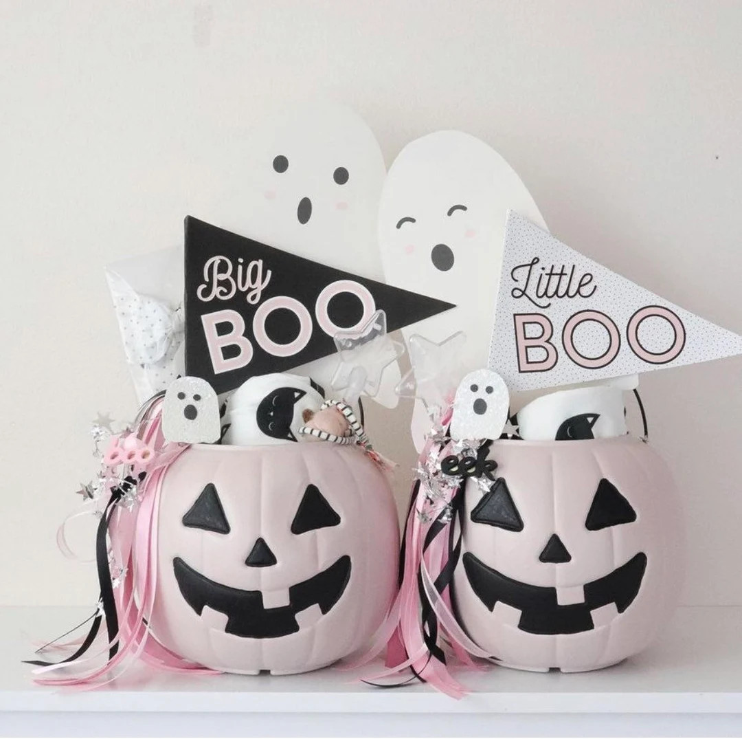 Little Boo Middle Boo Big Boo Pennant Flag Printable // Halloween Pennant Flag // Whimsical Darli... | Etsy (US)