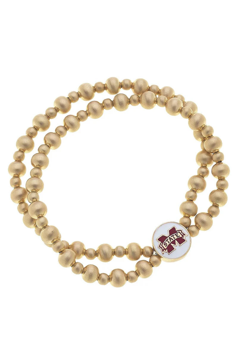 Mississippi State Bulldogs 2-Row Ball Bead Stretch Bracelet | CANVAS