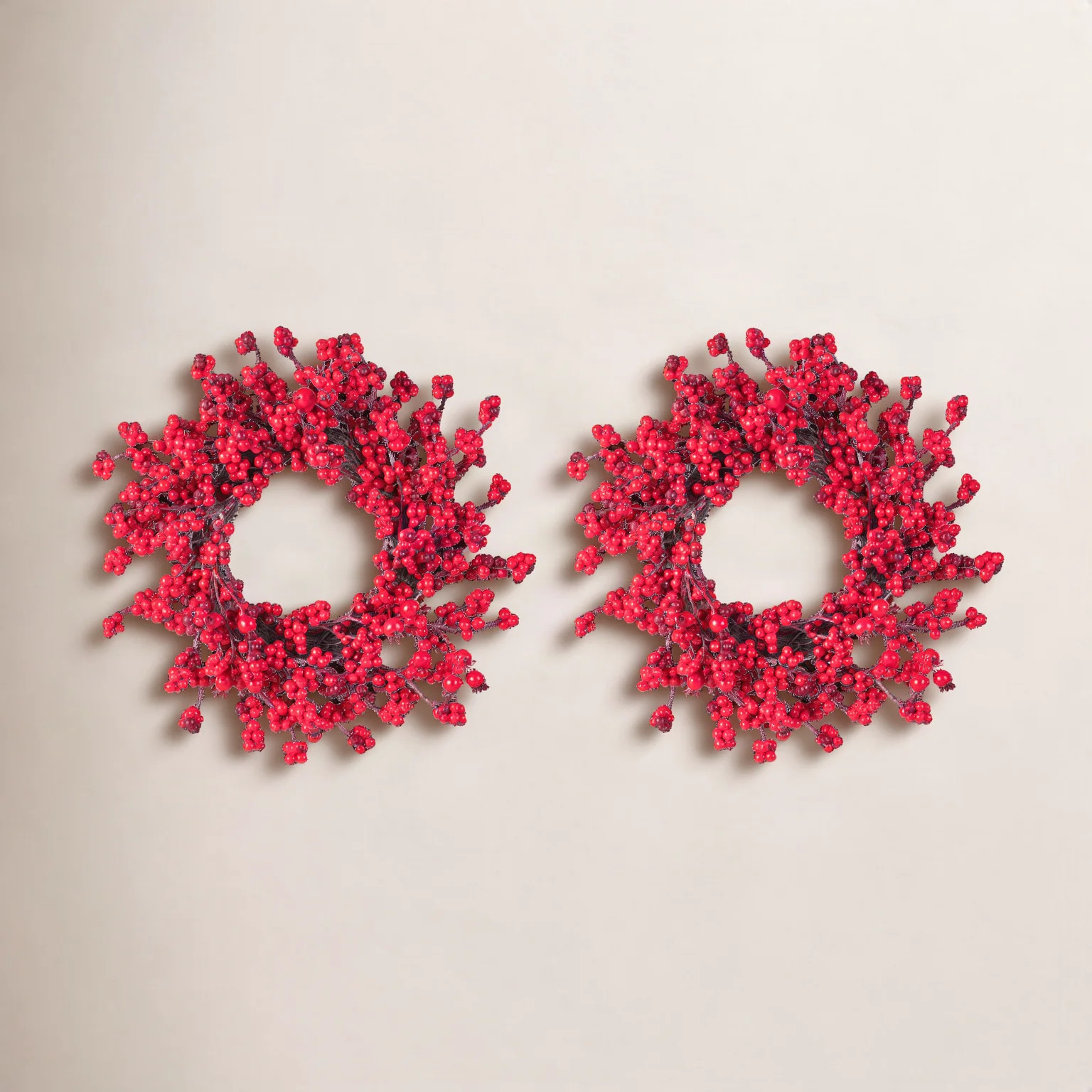 2-Piece 14D" Christmas Mini Red Berries Wreath | Wayfair North America