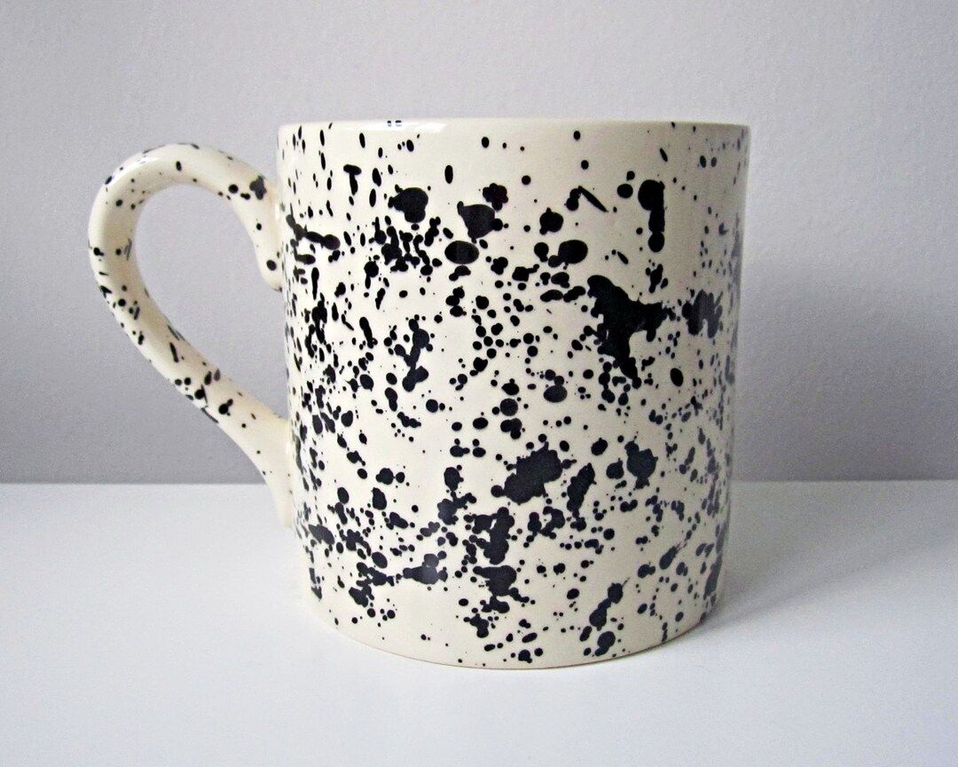 Splatter Ceramic Mug, Hand Painted, Monochrome, Gift for All, Large Mugs, Ceramic Mug, Tea, Coffe... | Etsy (US)