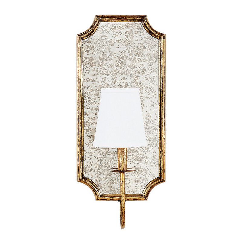 Cora 1-Light Antique Mirror Sconce with Shade Tall White - Ballard Designs | Ballard Designs, Inc.