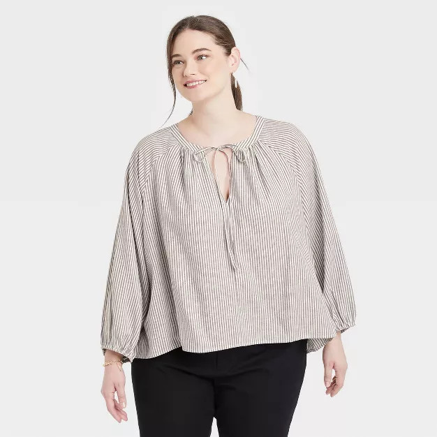 Women's Raglan Long Sleeve Tie-Front Top - A New Day™ | Target