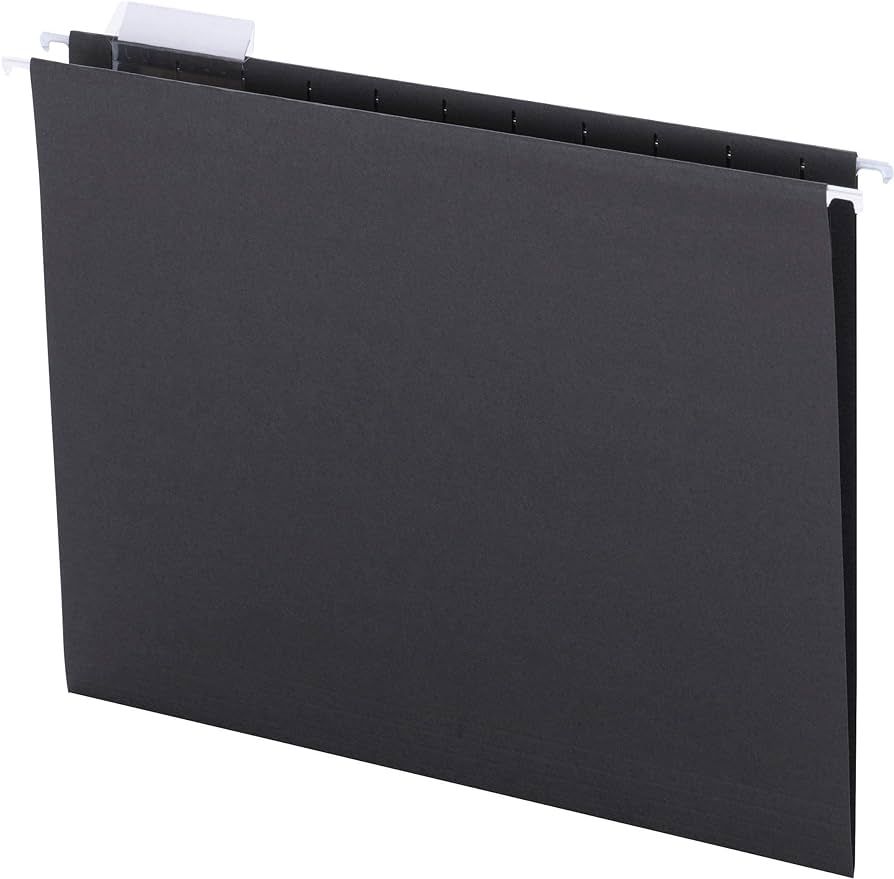 Smead Colored Hanging File Folder with Tab, 1/5-Cut Adjustable Tab, Letter Size, Black, 25 per Bo... | Amazon (US)