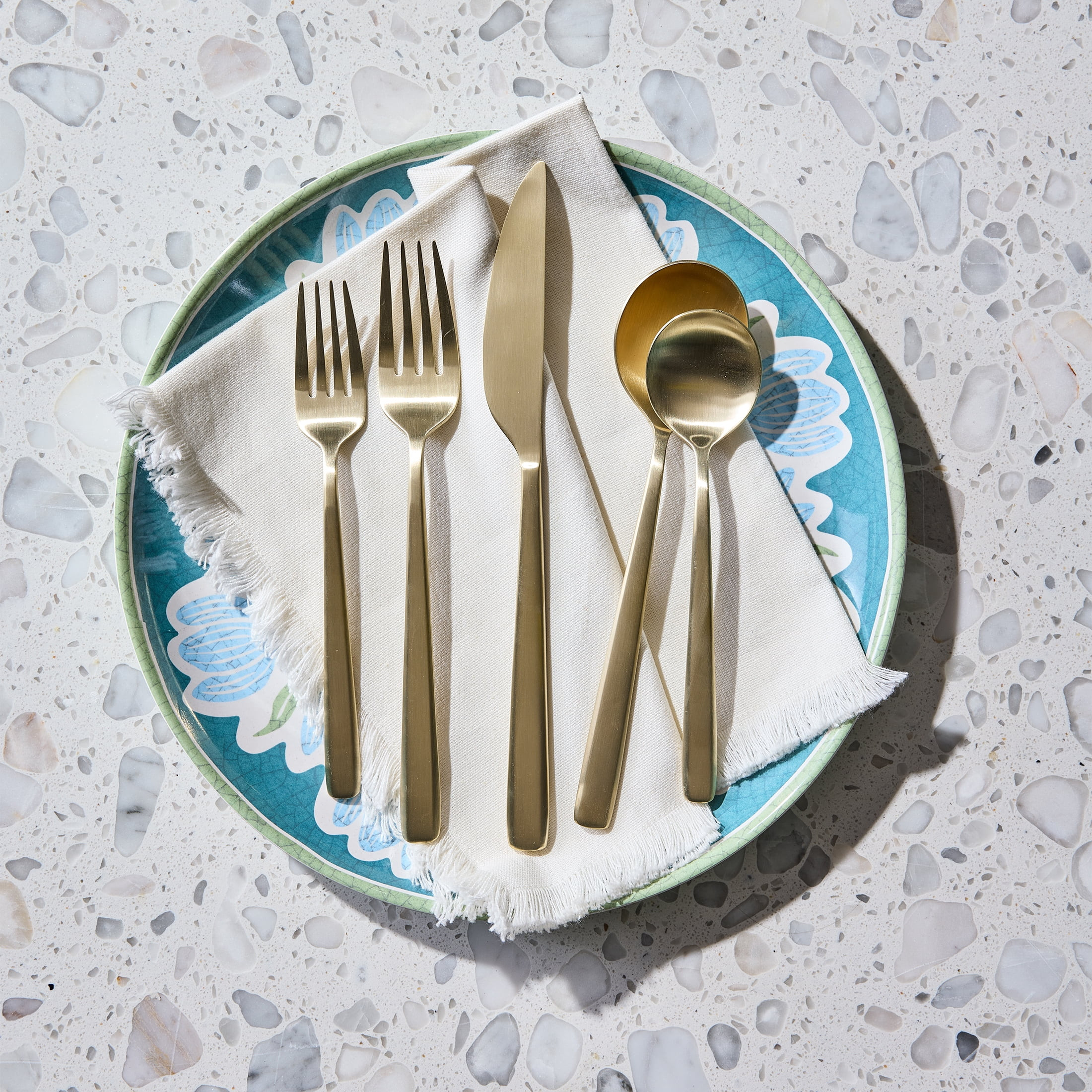 Better Homes & Gardens Gold Flatware Set, 20-Piece, Rounded Design - Walmart.com | Walmart (US)