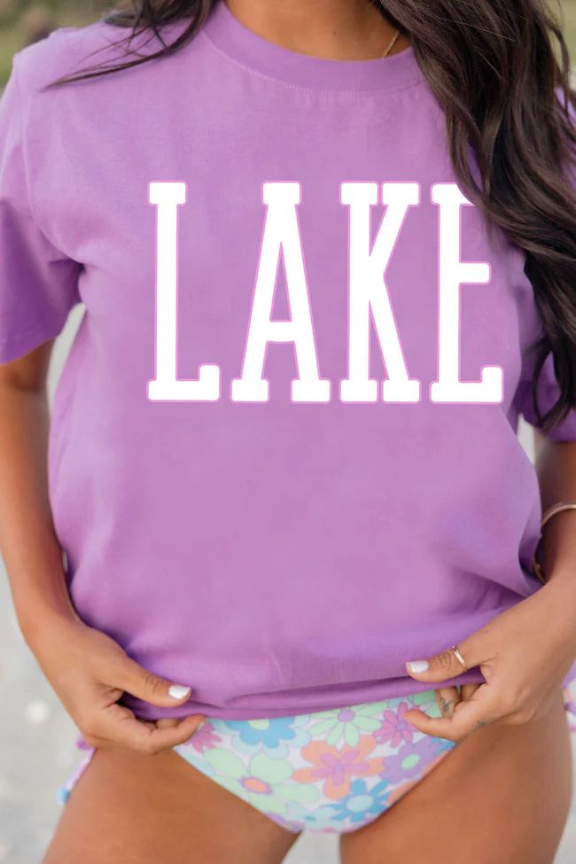 Lake Block Purple Oversized Graphic Tee | Pink Lily