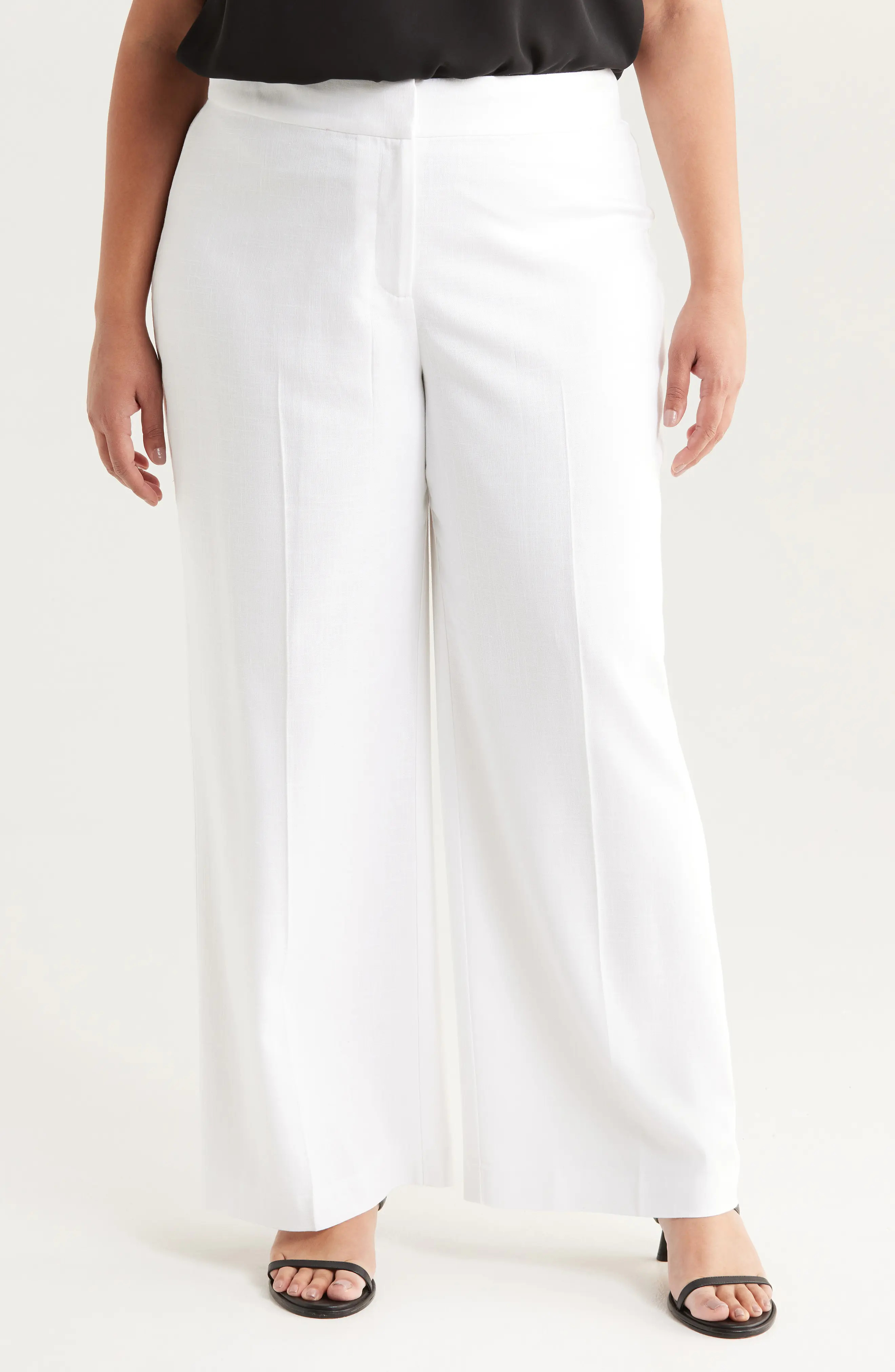Tahari ASL Wide Leg Pants in White at Nordstrom, Size 16W | Nordstrom