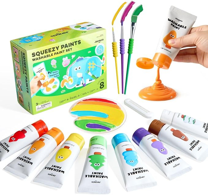 Jar Melo Washable Tempera Paint for Kids Age 4-6, 8 Colors | Non-Toxic , Easy-Squeeze, Toddler Pa... | Amazon (US)