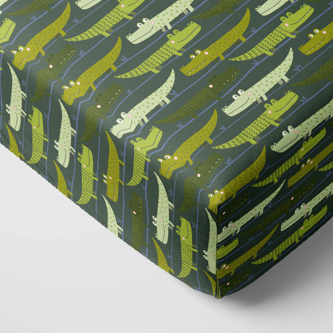 Crocodiles Fitted Crib Sheet | Little Sleepies
