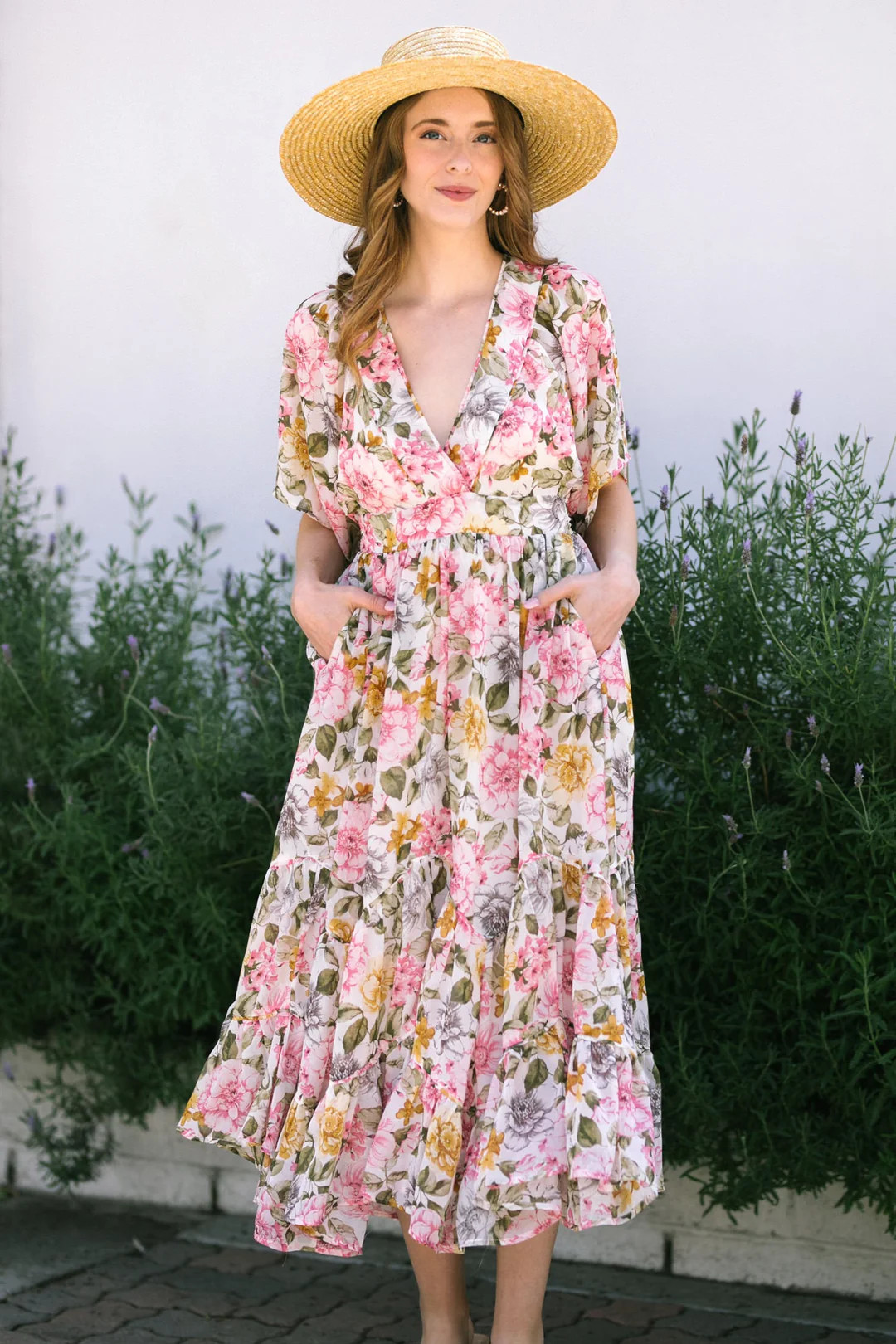 Esther V-Neck Midi Dress | Morning Lavender