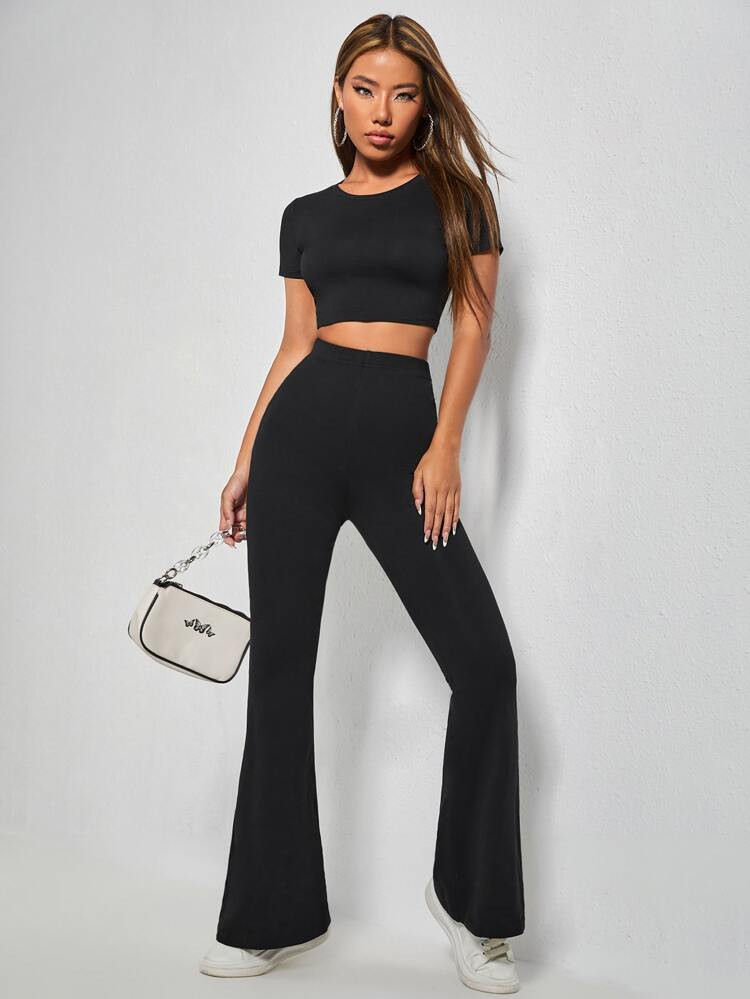 $15.99        
    (100+)
        
      SHEIN PETITE Solid Crop Tee & Flare Leg Pants
       
  ... | SHEIN