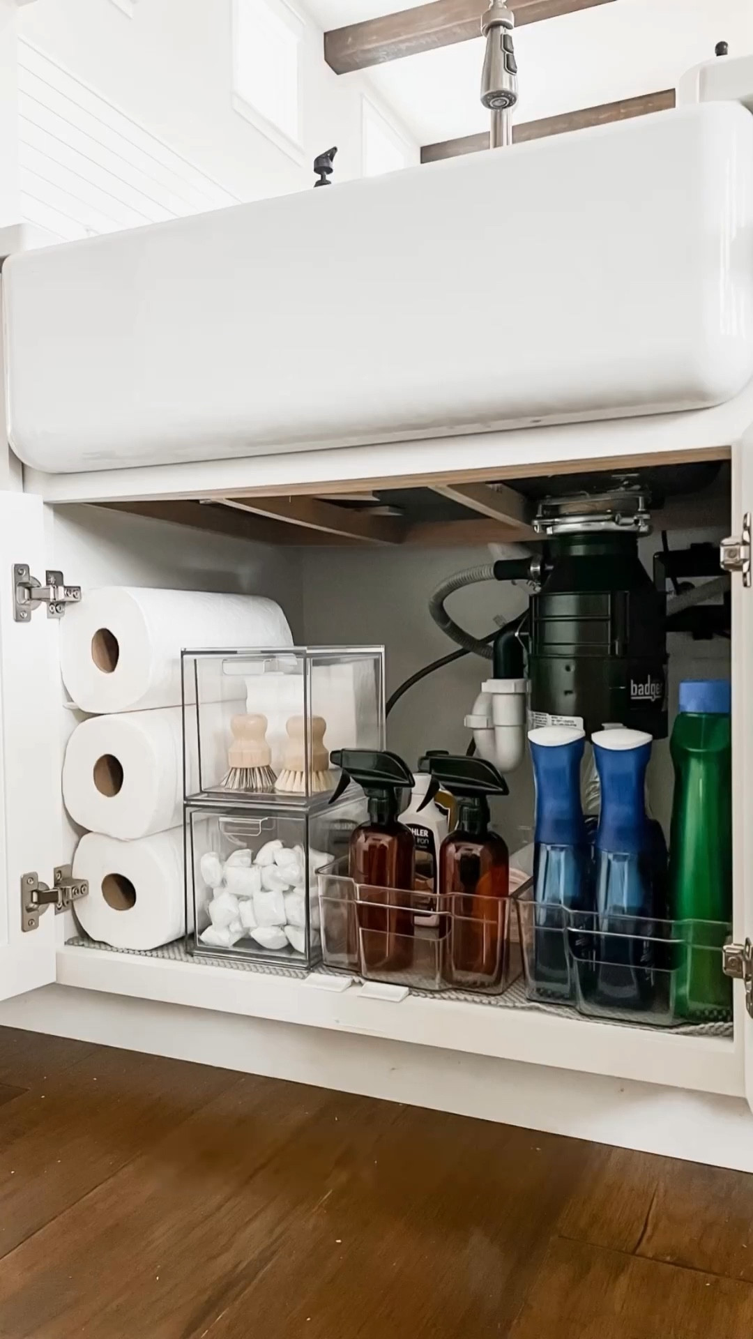 How I organized under my sink for maximum storage and practicality. I have just what I need and actually use under here and these storage bins keep it all in place! 

#LTKmomlife #LTKFindsUnder50 #LTKHome