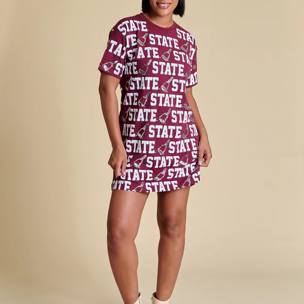 Game Day Sequin Repeat T-Shirt Dress | Stewart Simmons