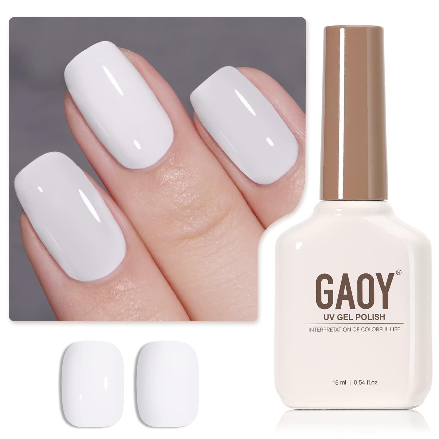 GAOY White Gel Nail Polish, 16ml Color 1002 Soak Off UV Light Cure Gel Polish for French Tips Nail Art DIY Manicure at Home | Amazon (US)