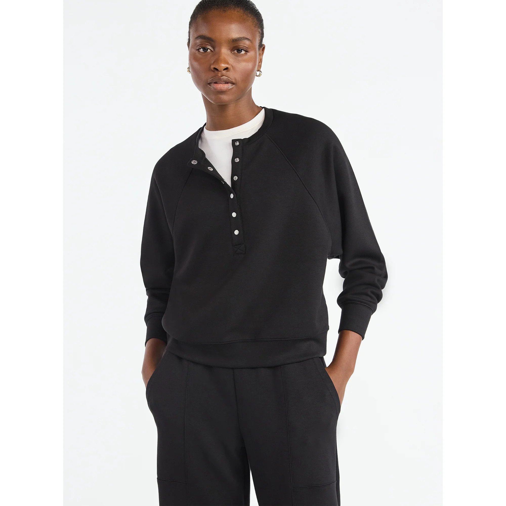 Scoop Women’s New Scubaknit Raglan Henley Top, Sizes XS-XXL | Walmart (US)